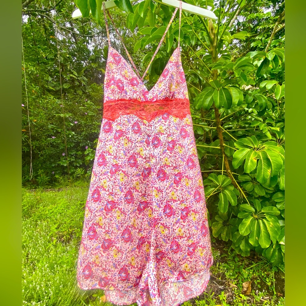 Anthropologie Floral Lace Tie Romper